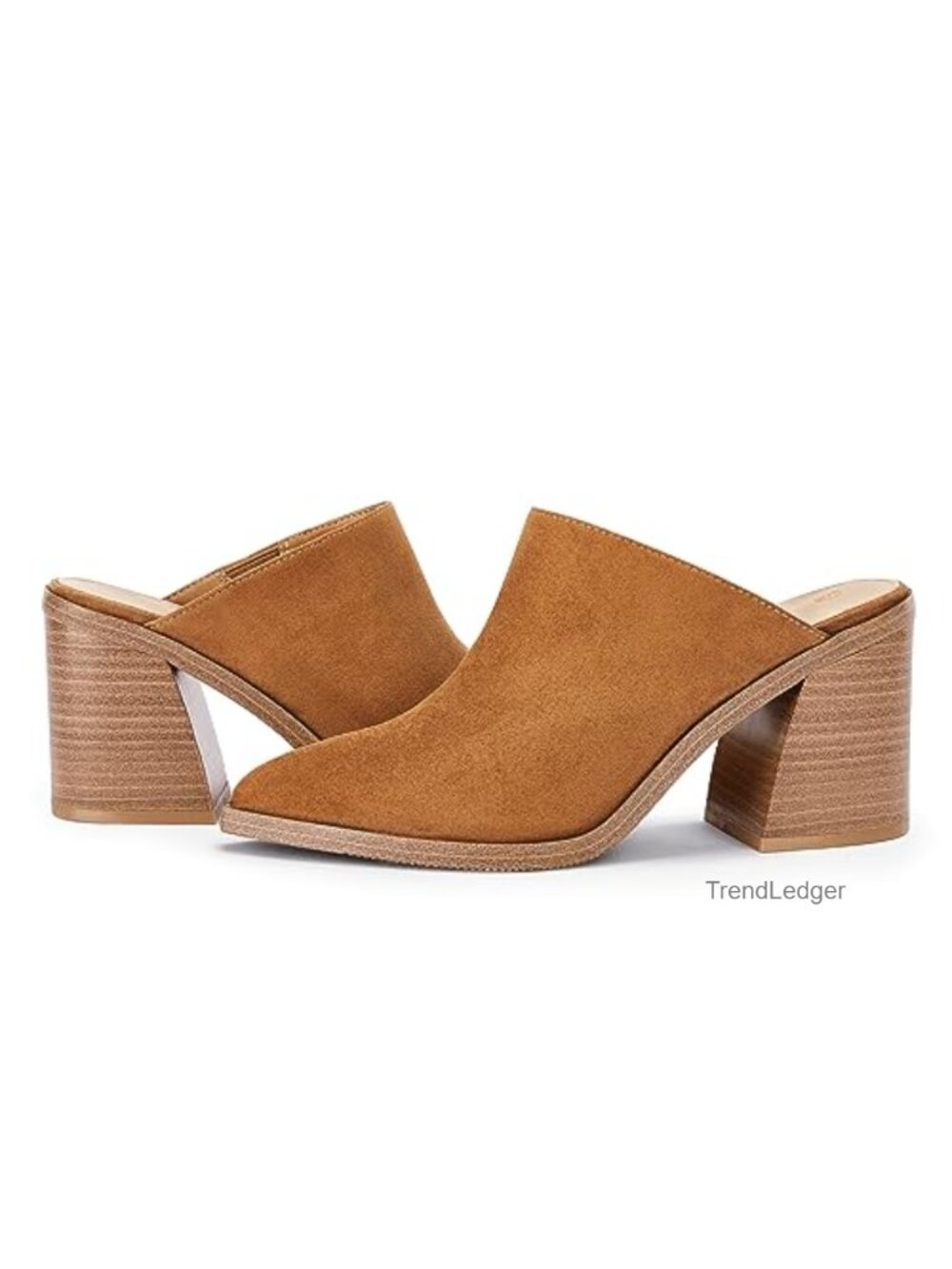 Pointed Toe Mules Stacked Chunky Block Heel Backless Slip-On Clogs